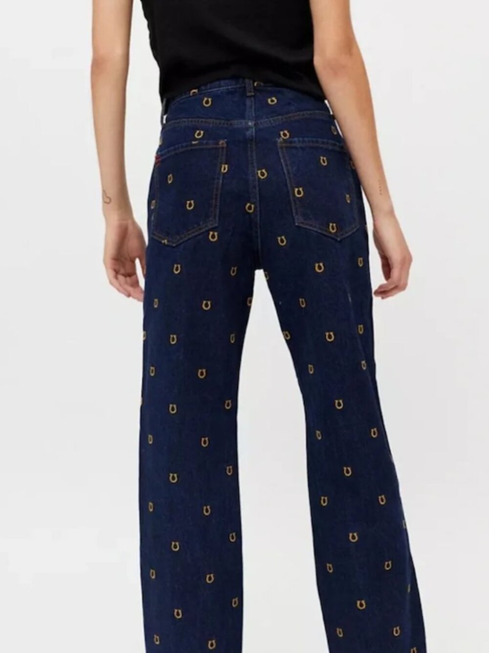BDG Dark Blue Cowboy Jeans with Lucky Horseshoe Embroidery